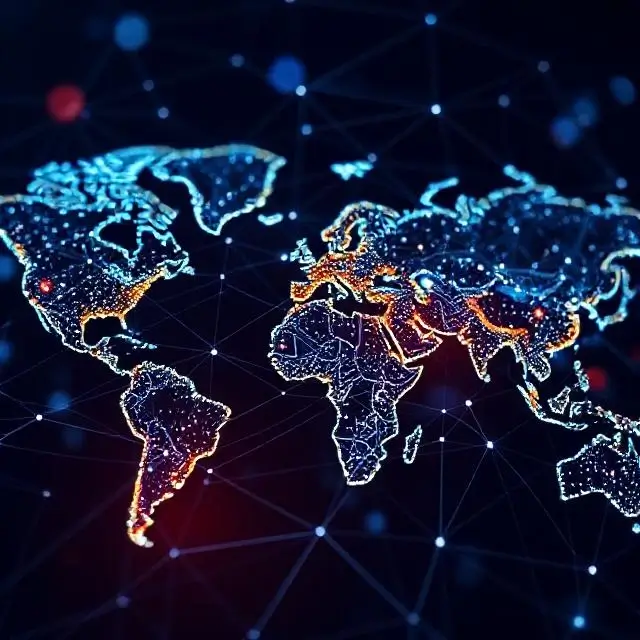 Abstract network grid representing global connectivity.
