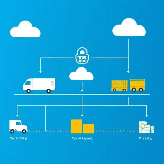 Secure logistics and supply chain diagram.