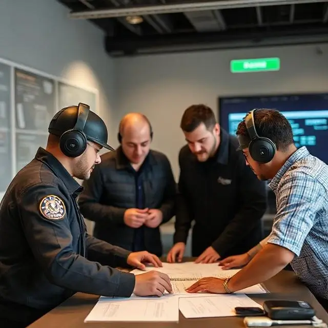 Security team collaborating on a strategic plan.